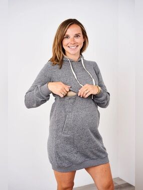 latched mama classic cotton nursing dress Latched Mama Coastline Cotton Zip Nursing Dress